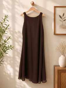 Classic Brown Linen Button-Up Dress🤎✨