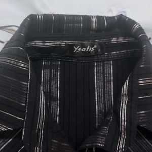 Black Fitted Striped Shirt