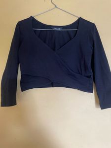 FabAlley Black Wrap Crop Top