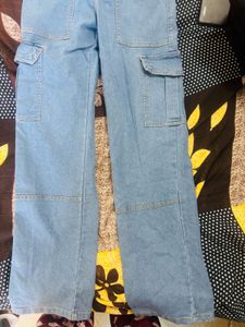Blue Denim Cargo Pants