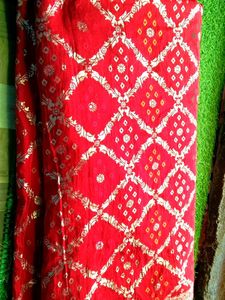 Dhola silk saree red blouse 44 inch