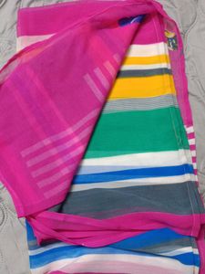 Vibrant Striped Saree