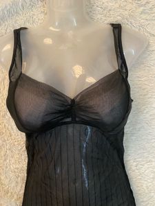 Sheer Black Cami with Lace Detail