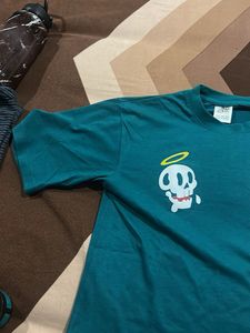 Teal "Have A Nice Day" Skull T-Shirt
