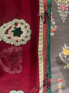 Elegant Embroidered Red Saree