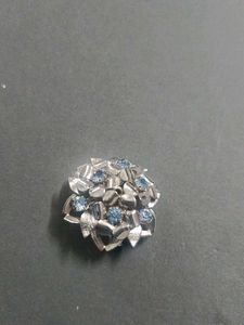 Vintage Floral Brooch with Blue Stones