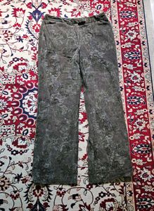 corduroy Embroidered Wide Leg Trousers