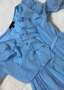 Light Blue Ruffled Maxi Dress