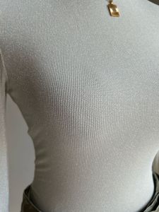 SHEIN Shimmer Mock Neck Top