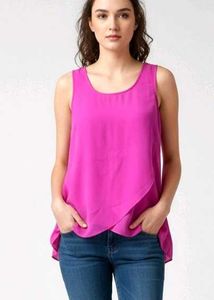Branded Magenta Sleeveless Layered Top