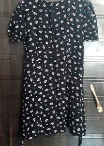 Cute Black Floral Mini Dress