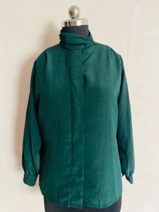 Elegant Green High Neck Blouse
