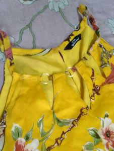 Vibrant Yellow Floral Print Top