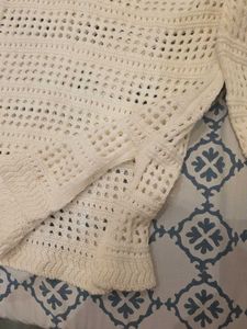 Cream Crochet Knit Sweater