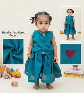 new teal green colour top skirt baby girl