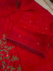 Vibrant Red Embroidered Kurta Set