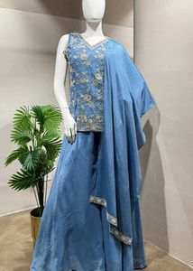 💙✨️Blue Embroidered Sharara Set✨️💙