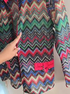 Colorful Zigzag Print Open Front Jacket
