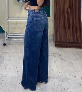 Wide Leg Blue Denim Jeans