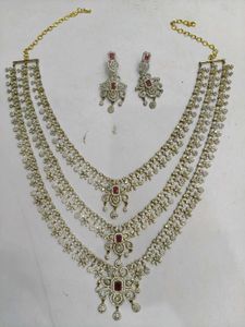 1Gm Gold Exquisite Layered Necklace with 2 jhumk