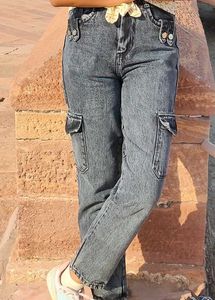 Grey Wash Cargo Jeans
