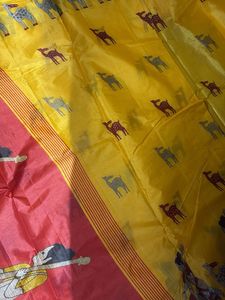 Vibrant Yellow Saree with Folk Art Print