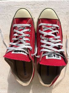converse all star red canvas shoes