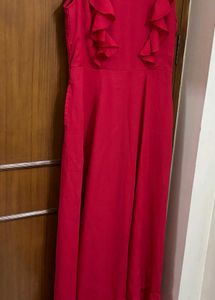 Red Vibrant Ruffled Maxi Dress
