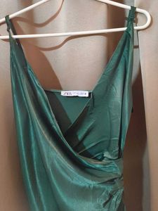 ZARA Emerald Green Slip Dress