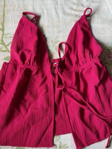 Fuchsia Wrap Front Top