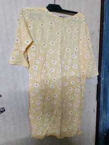 Yellow floral print kurta