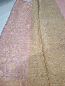 Elegant Pink Saree with Gold Border