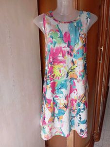 Vibrant Abstract Print Sleeveless Dress