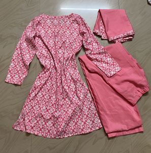 Pink Printed Kurta Set