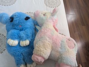 Cute Blue Bunny & Rainbow Unicorn Plush Toys