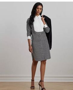 Women's Striped Bib-Front Broadcloth Shirtdress