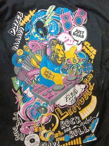 Black T-Shirt with Lion Graphic