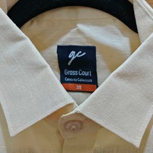 Linen Blend Shirt | Cream Beige | Full Sleeve