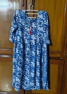 Floral Cotton A-Line Kurti Dress 💙