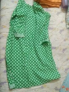 Green Ethnic Block Print Kurta