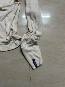 Cream Wrap Long Sleeve Top