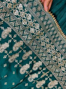 Sea green Embroidered kurta-sharara with dupatta