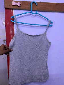 Grey Lace Trim Camisole Top