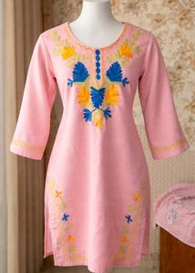 Pink Embroidered Kurta