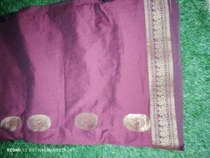 Maroon Silk Saree with Gold Border