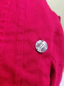 RED DENIM LIKE OVERCOAT FOR WOMEN