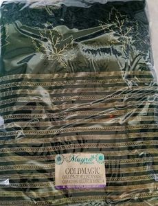 Green Fabric with Leaf Pattern