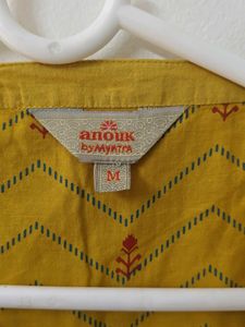 Yellow Printed Short Kurta