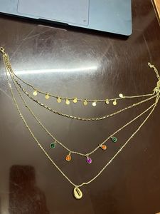 New Anti Tarnish Four Layered Necklace with