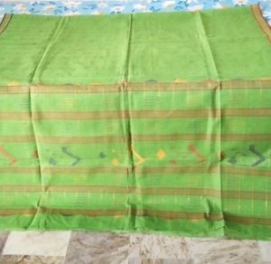 BRAND NEW Thread work golden checks cotton saree